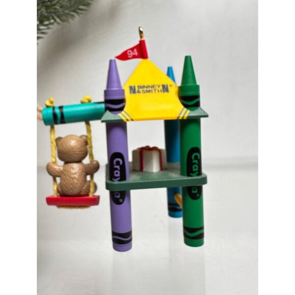 Hallmark Crayola Crayons Ornament 1994 Bright Playful Colors Bear On Swing QX527 - Picture 8 of 11